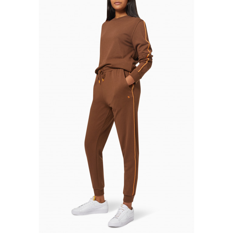 NASS - Claire Neon Piping Sweatpants in Cotton Brown