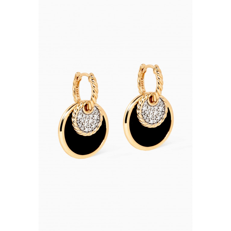 David Yurman - DY Elements® Pavé Diamonds, Black Onyx and Mother of Pearl Drop Earrings in 18kt Yellow Gold