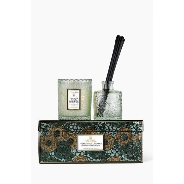 Voluspa - French Cade Lavender Scalloped Candle & Diffuser Gift Set