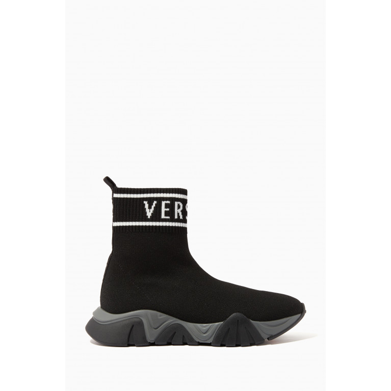 Versace - Logo Sock Sneakers in Knit Fabric