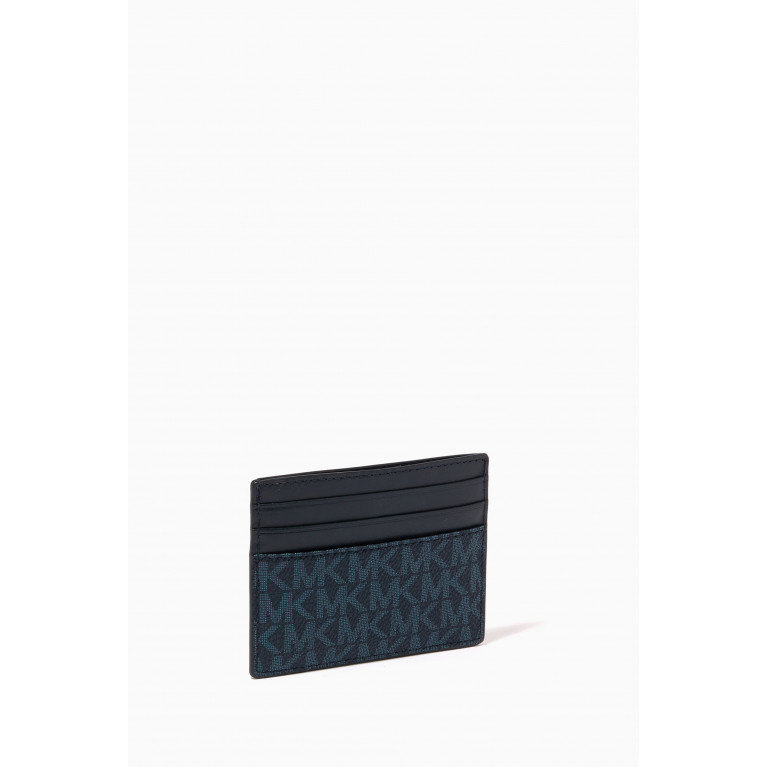 MICHAEL KORS - Cardholder in Logo Canvas & Leather Blue