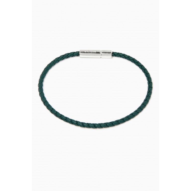 Roderer - Gianni Bracelet in Sterling Silver & Woven Leather Green