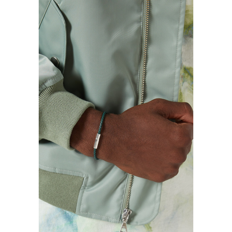 Roderer - Gianni Bracelet in Sterling Silver & Woven Leather Green