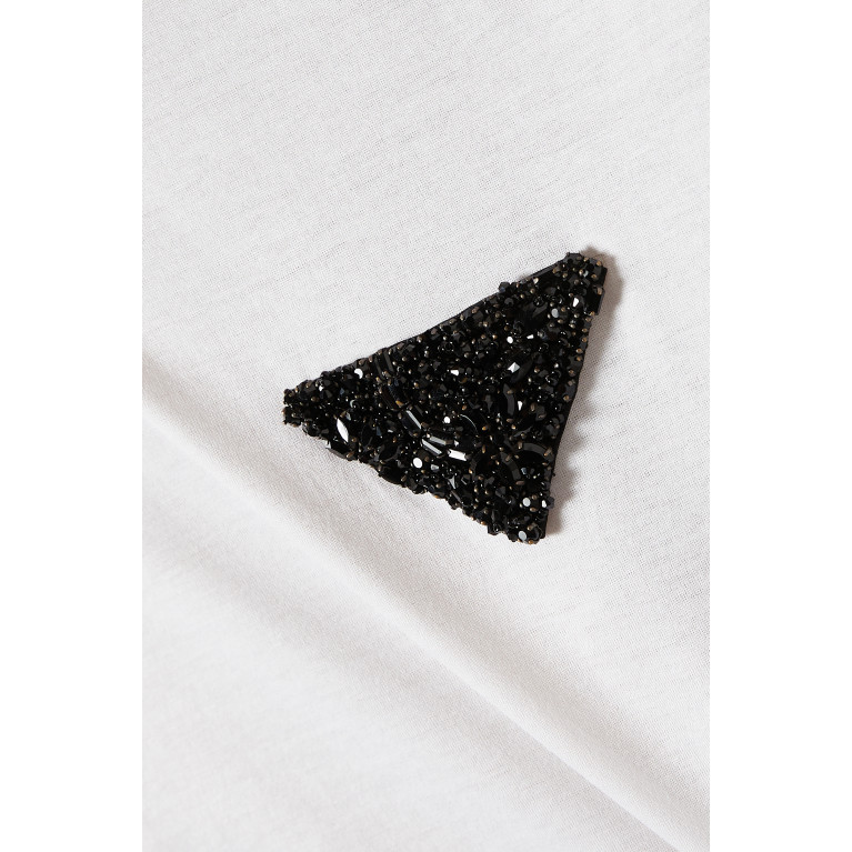Prada - Triangle Logo Embellished T-shirt in Cotton Jersey