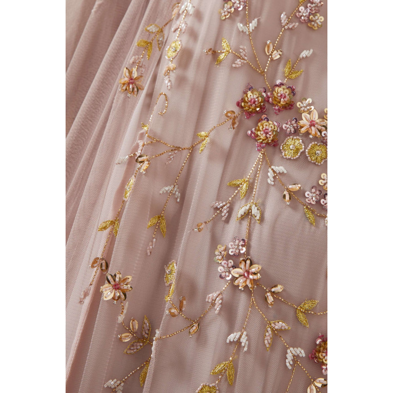 Fatma with Love - Foral Embroidered Kaftan in Chiffon Pink