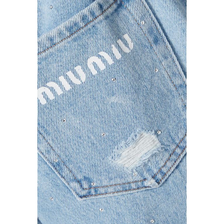 Miu Miu - Studded Paperbag Waist Jeans in Washed Denim