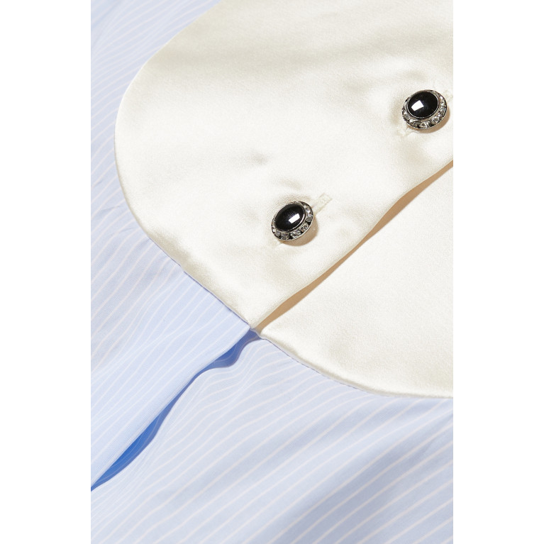 Miu Miu - Striped Cropped Shirt in Cotton Poplin & Satin