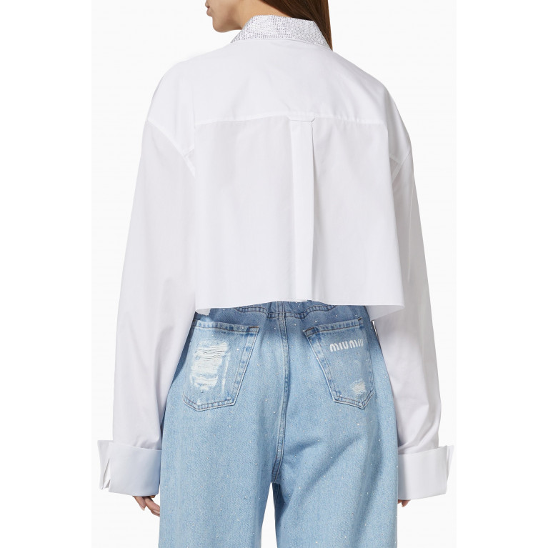 Miu Miu - Embellished Cropped Shirt in Cotton Poplin