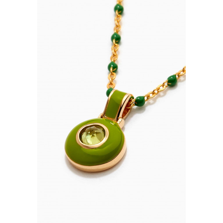 Awe Inspired - Green Aura Love Chakra Necklace in 14kt Yellow Gold Vermeil Green