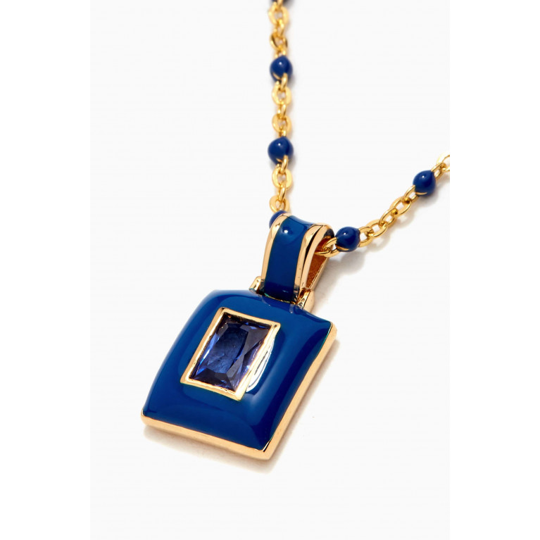 Awe Inspired - Indigo Aura Clarity Chakra Necklace in 14kt Yellow Gold Vermeil Blue