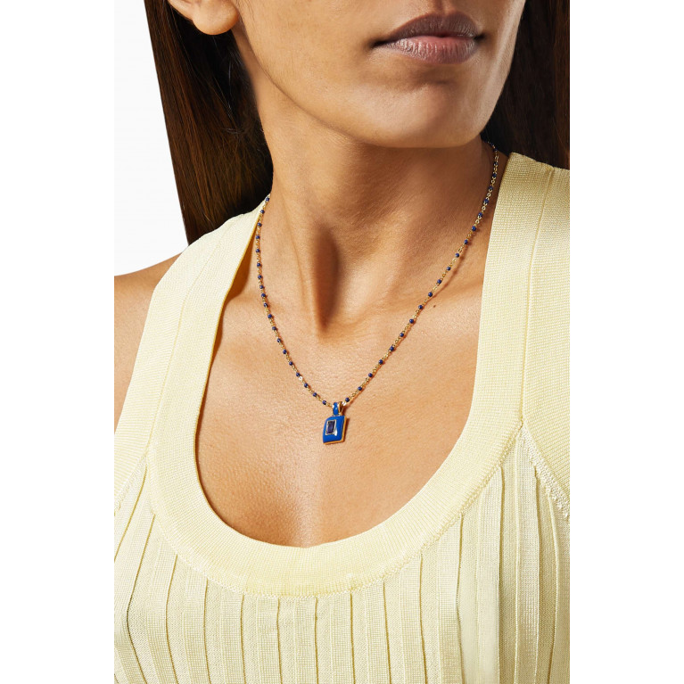 Awe Inspired - Indigo Aura Clarity Chakra Necklace in 14kt Yellow Gold Vermeil Blue