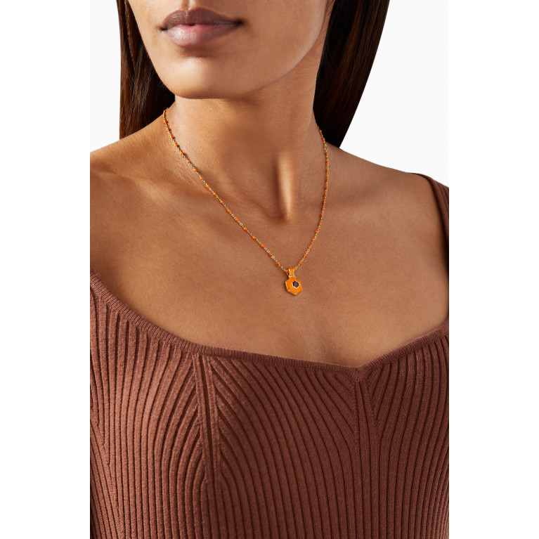 Awe Inspired - Orange Aura Energy Chakra Necklace in 14kt Yellow Gold Vermeil Orange