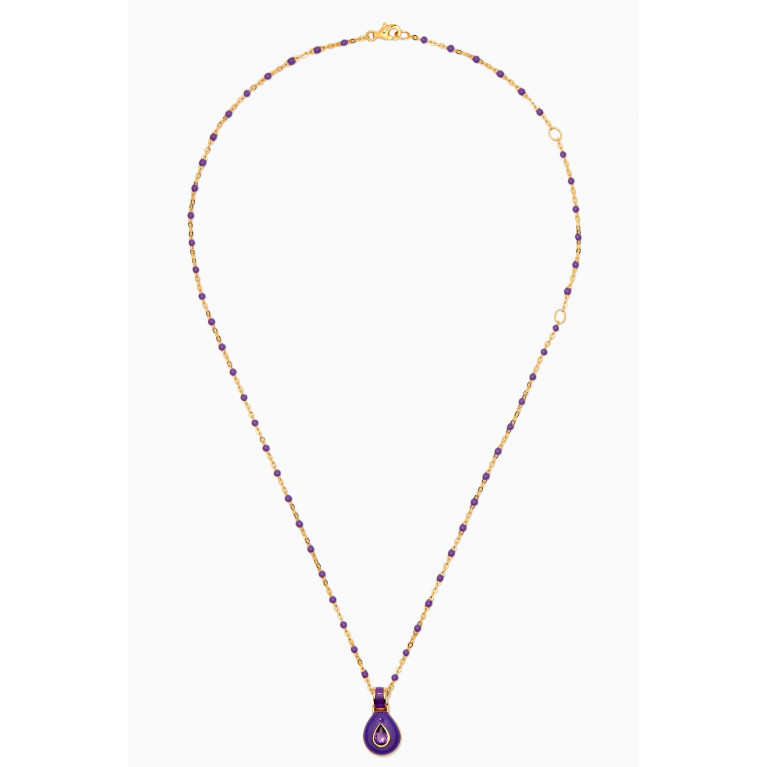 Awe Inspired - Violet Aura Healing Chakra Necklace in 14kt Yellow Gold Vermeil Purple