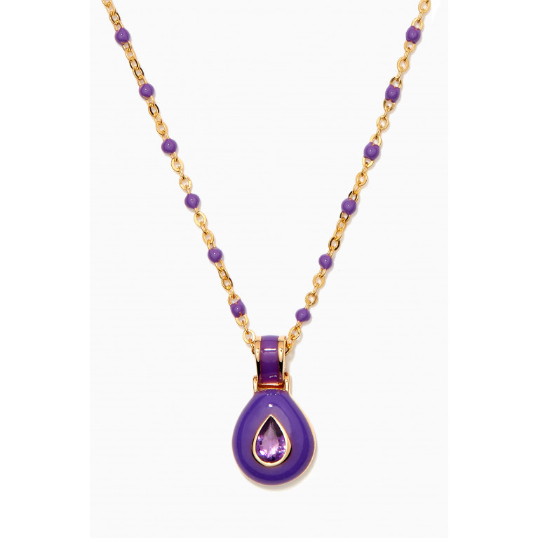 Awe Inspired - Violet Aura Healing Chakra Necklace in 14kt Yellow Gold Vermeil Purple