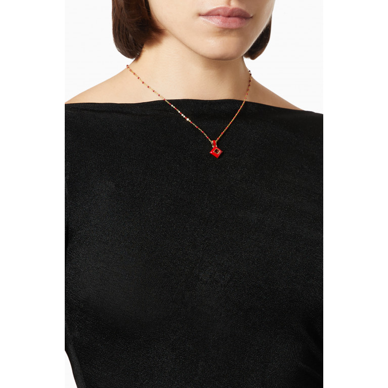 Awe Inspired - Red Aura Root Chakra Necklace in 14kt Yellow Gold Vermeil Red