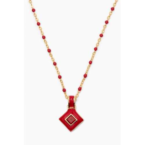 Awe Inspired - Red Aura Root Chakra Necklace in 14kt Yellow Gold Vermeil Red