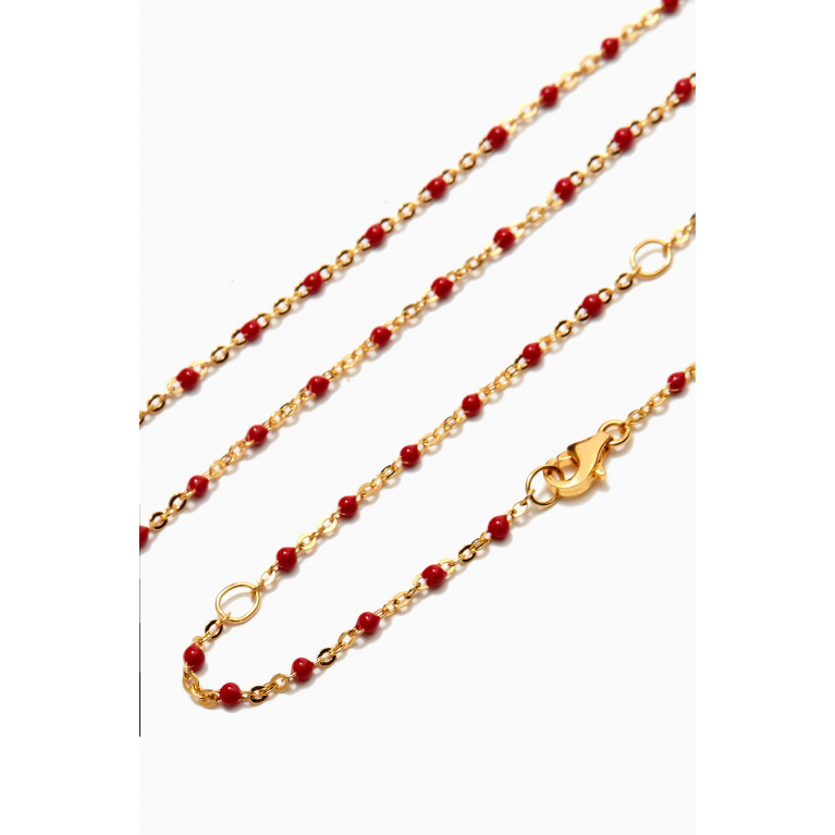 Awe Inspired - Beaded Enamel Necklace in 14kt Yellow Gold Vermeil Red