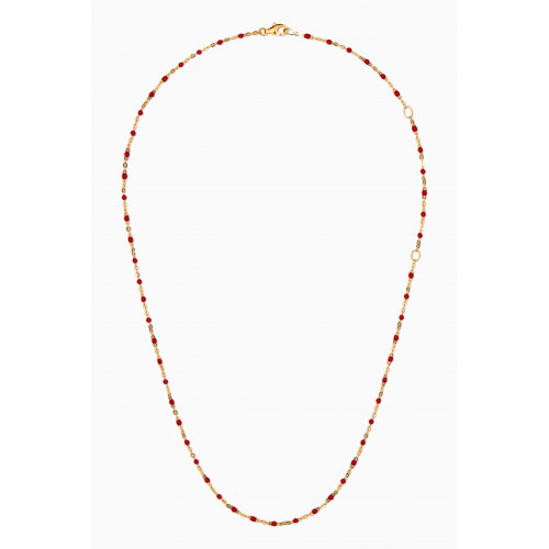 Awe Inspired - Beaded Enamel Necklace in 14kt Yellow Gold Vermeil Red