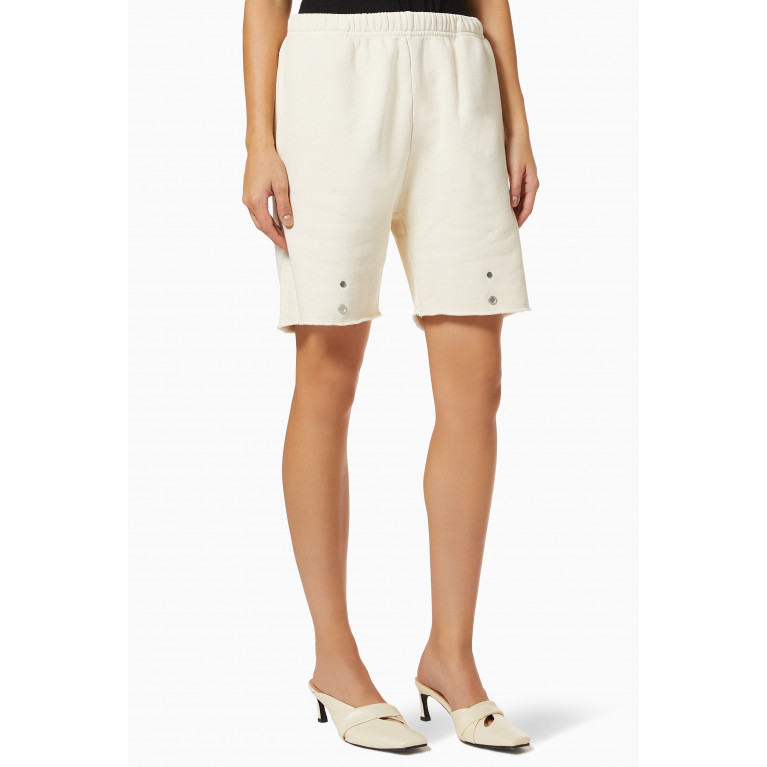 Les Tien - Snap-button Shorts in Brushed Cotton Fleece