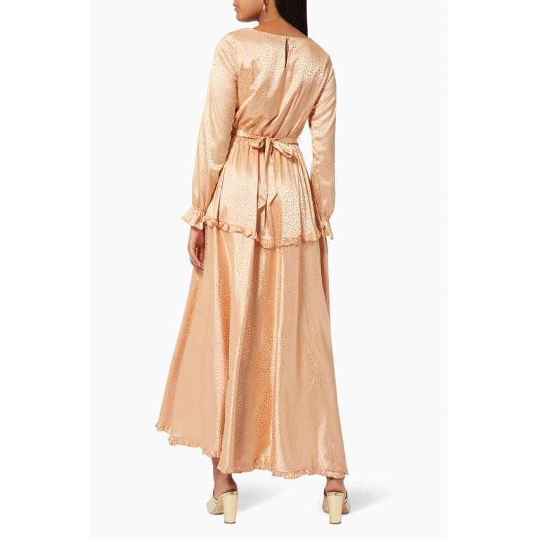 NASS - Violet Ruffle Dress in Textured Satin