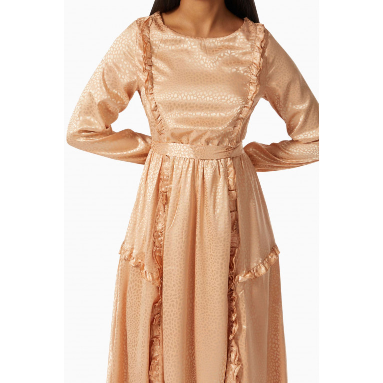 NASS - Violet Ruffle Dress in Textured Satin