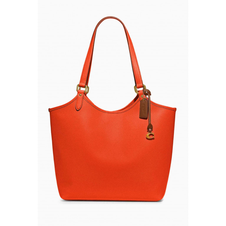 Coach - Day Tote Bag in Pebbled Leather Orange