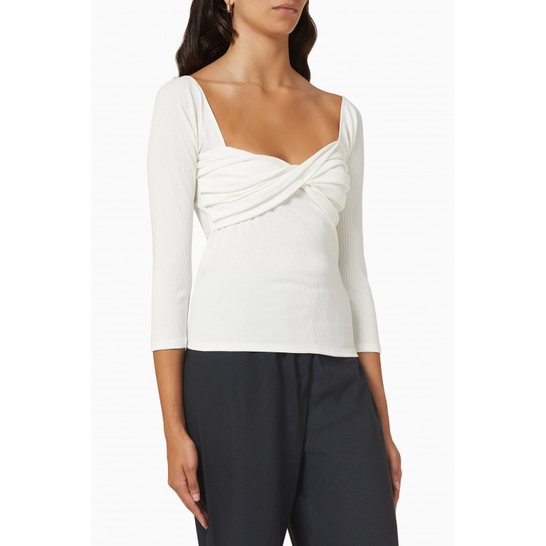 The Line By K - Stevie Crop Top in Rib Knit White