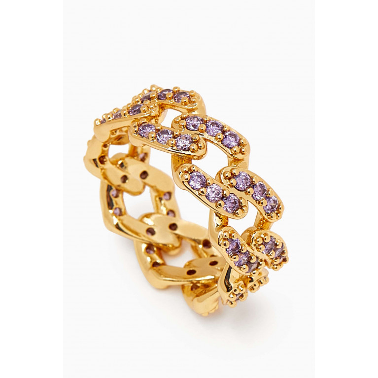 Crystal Haze - Mexican Chain Ring in 18kt Gold-plated Brass Purple