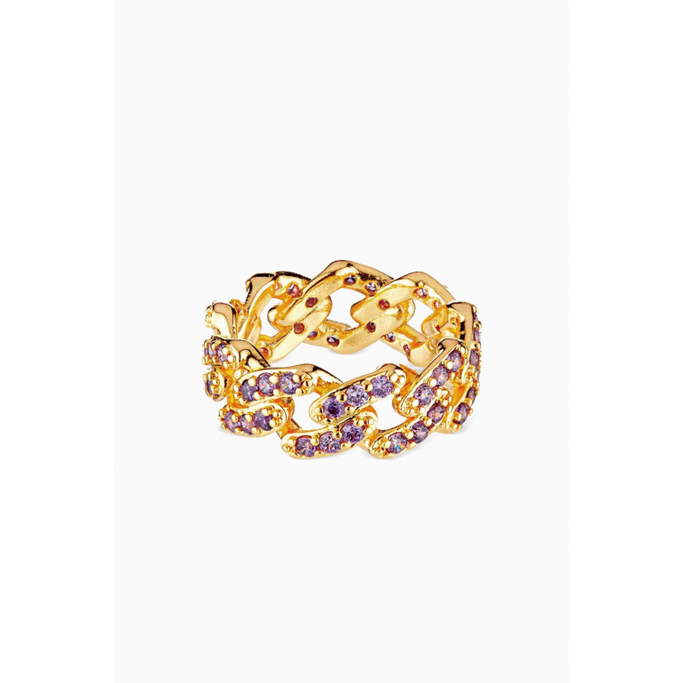Crystal Haze - Mexican Chain Ring in 18kt Gold-plated Brass Purple