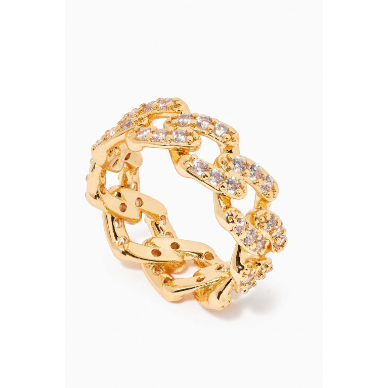 Crystal Haze - Mexican Chain Ring in 18kt Gold Plating White