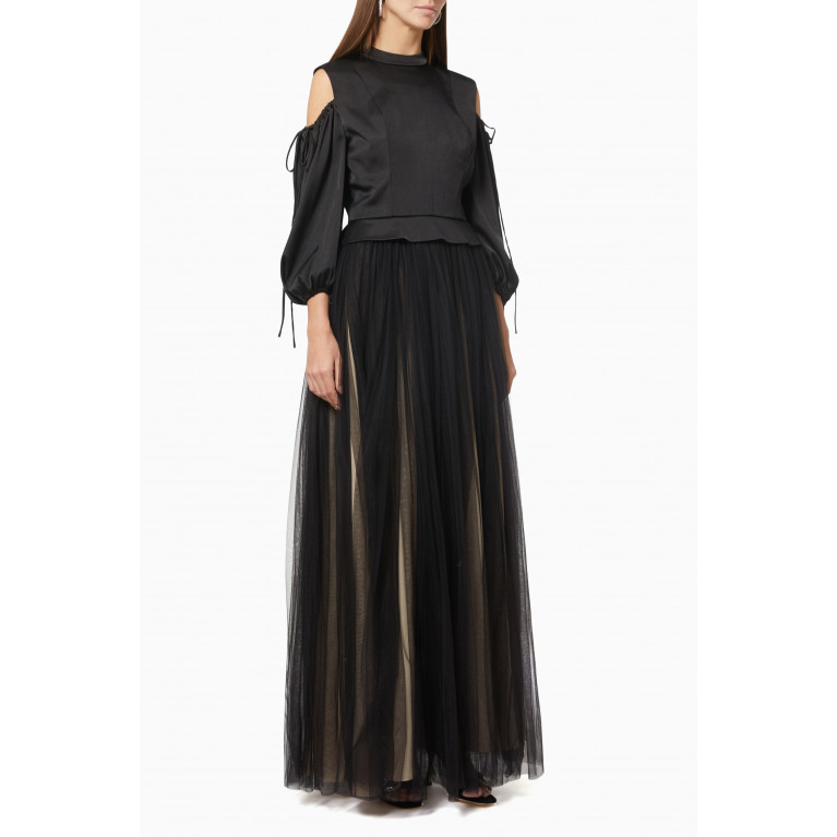 Bazza Alzouman - Cold Shoulder Gown in Crepe & Tulle