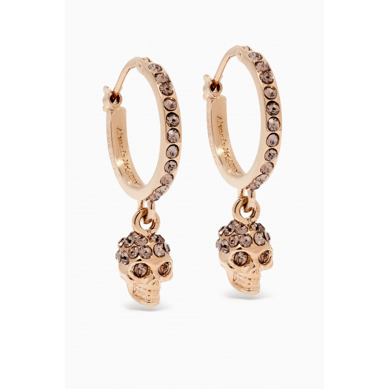 Alexander McQueen - Skull Crystal Hoop Earrings in Brass