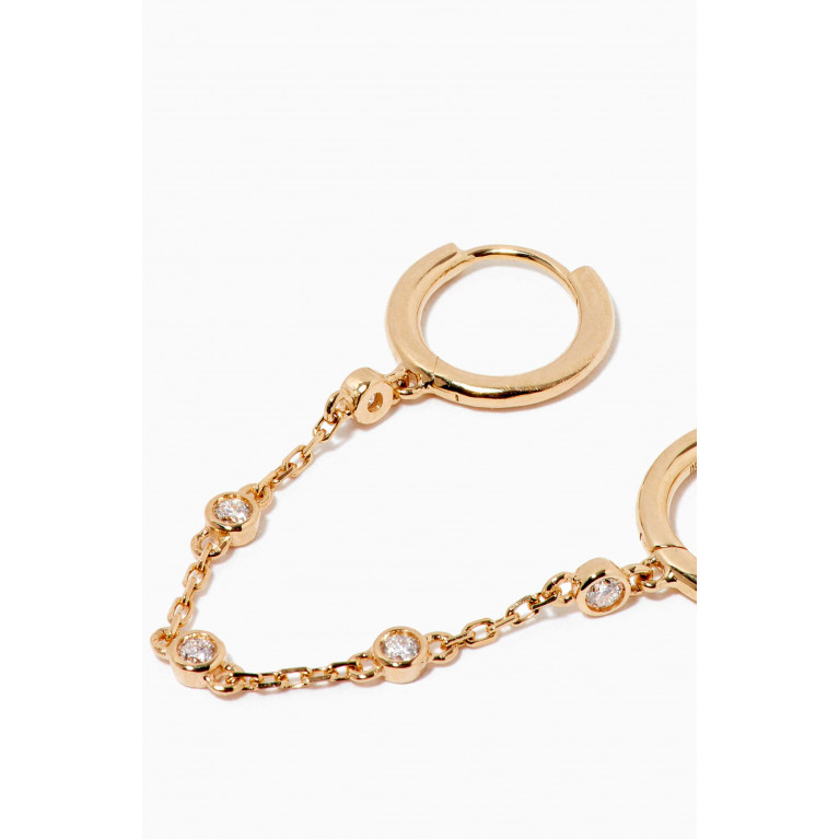 NASS - Diamond Chain Double Huggie Single Earring in 18kt Yellow Gold