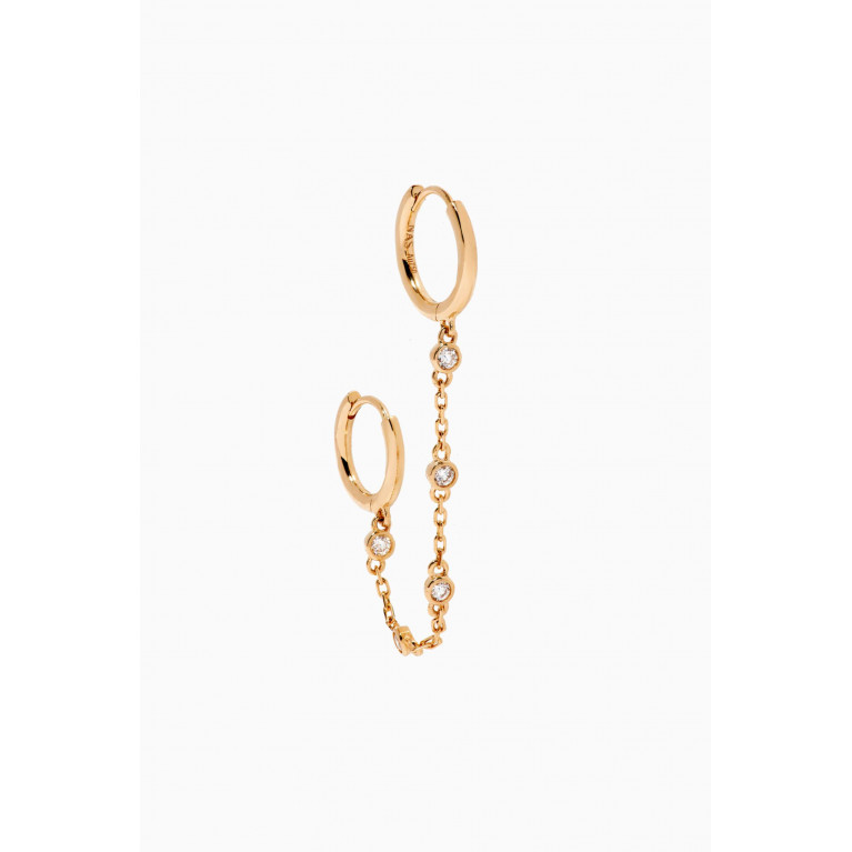NASS - Diamond Chain Double Huggie Single Earring in 18kt Yellow Gold