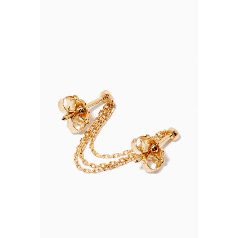 NASS - Diamond Stud Chain Single Earring in 18kt Yellow Gold