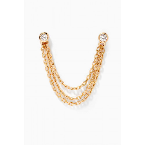 NASS - Diamond Stud Chain Single Earring in 18kt Yellow Gold