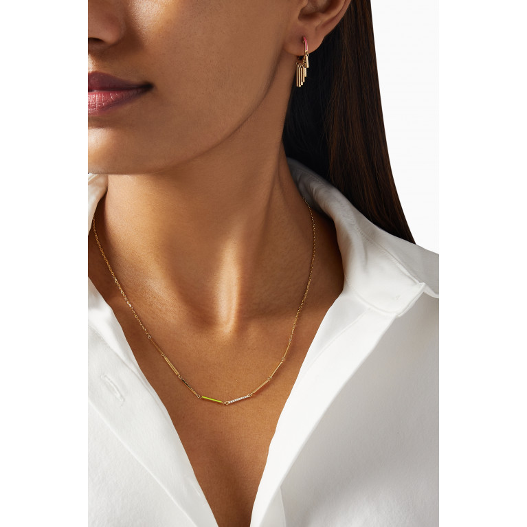NASS - Diamond & Enamel Chain Necklace in 18kt Yellow Gold