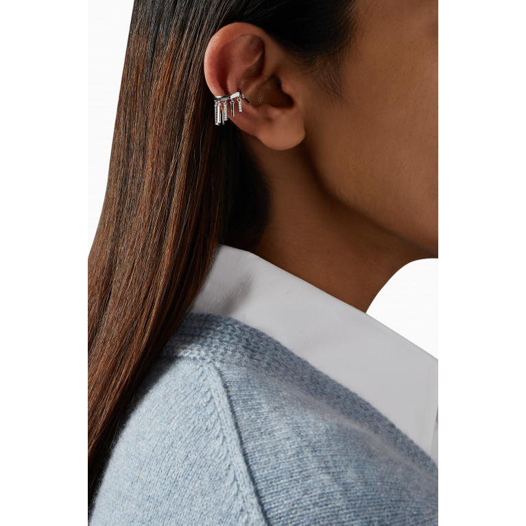 NASS - Diamond Bar Single Ear Cuff in 18kt White Gold Silver