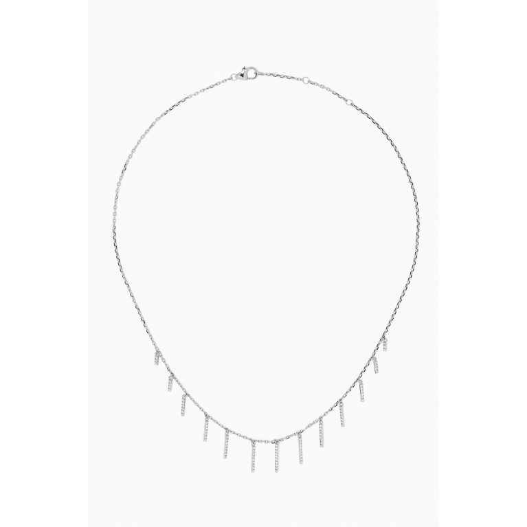 NASS - Diamond Bar Necklace in 18kt White Gold Silver