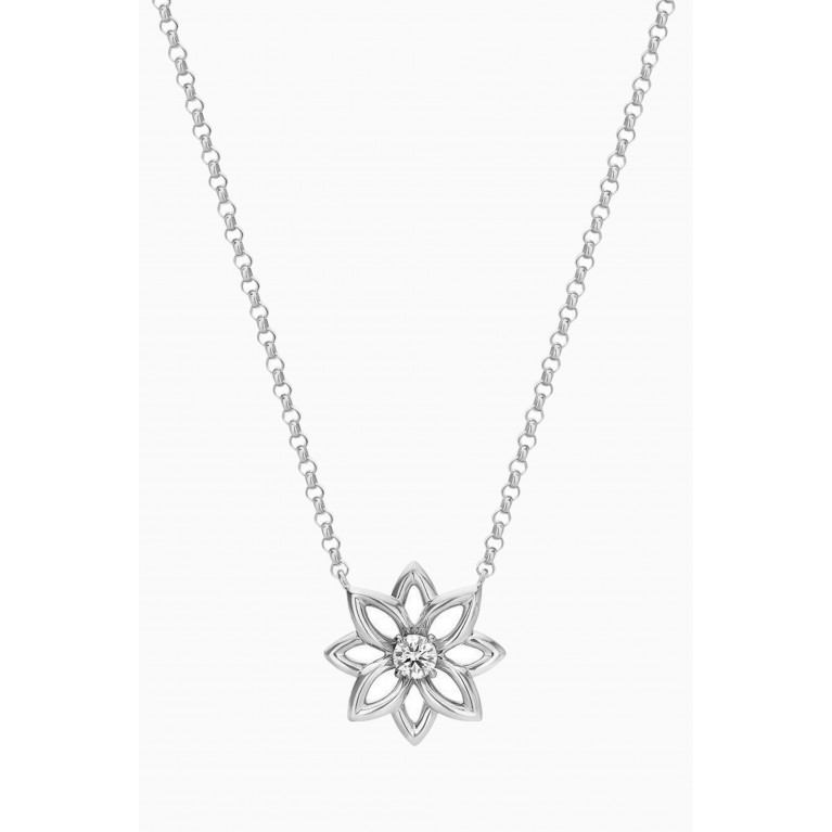 Samra - Lotus Diamond Necklace in 18kt White Gold