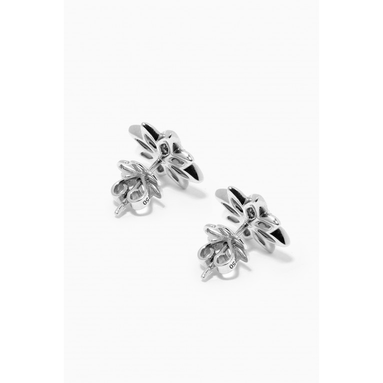 Samra - Lotus Diamond Stud Earrings in 18kt White Gold