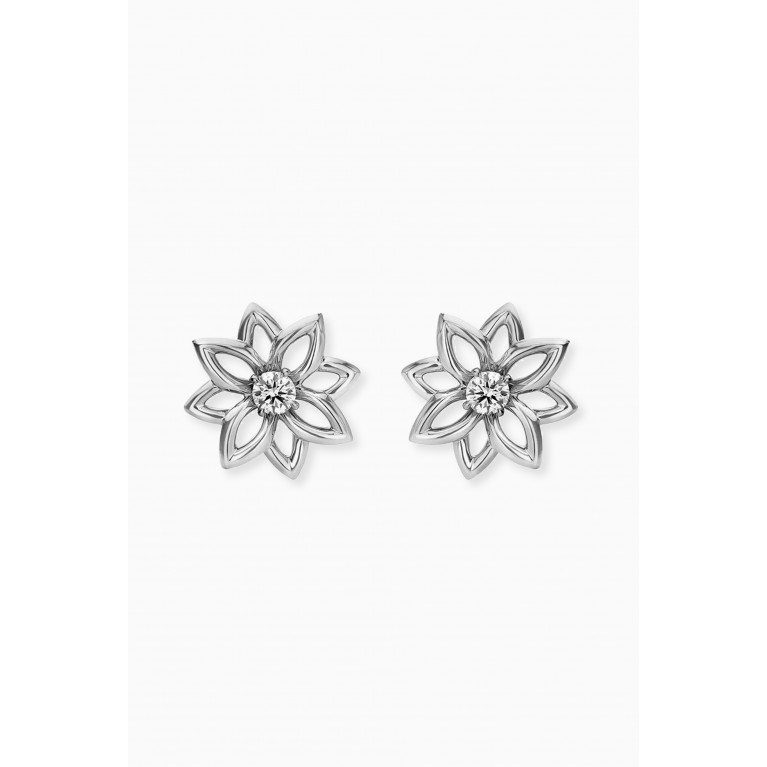 Samra - Lotus Diamond Stud Earrings in 18kt White Gold