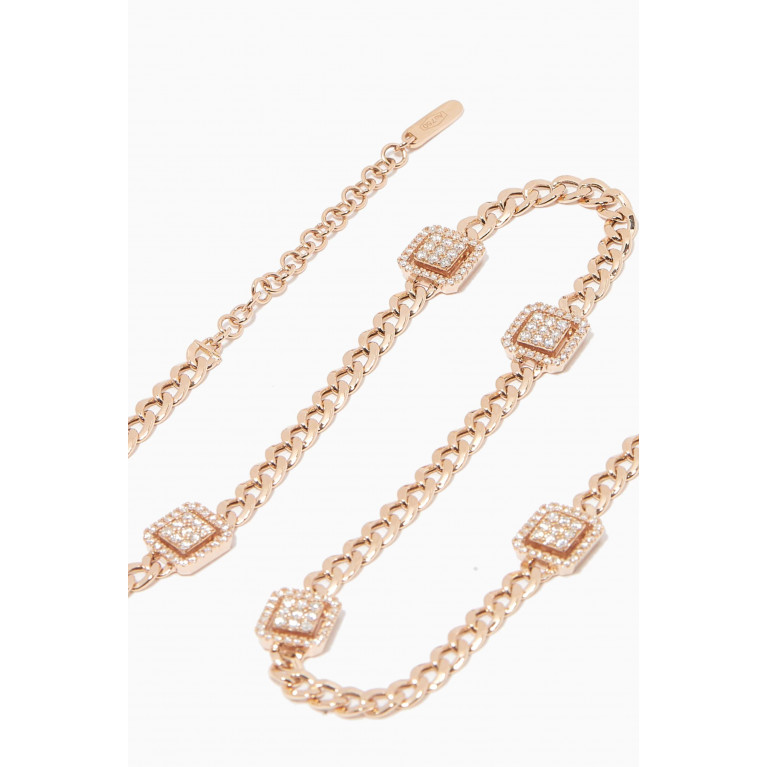 Samra - Quwa Square Diamond Necklace in 18kt Rose Gold