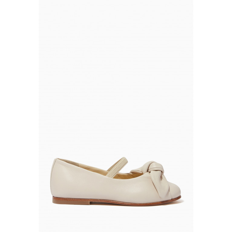 Bow Ballerinas with Strap in Leather