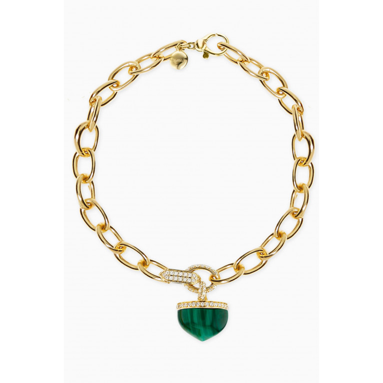 Damas - Dome Majesty Malachite & Diamond Bracelet in 18kt Yellow Gold