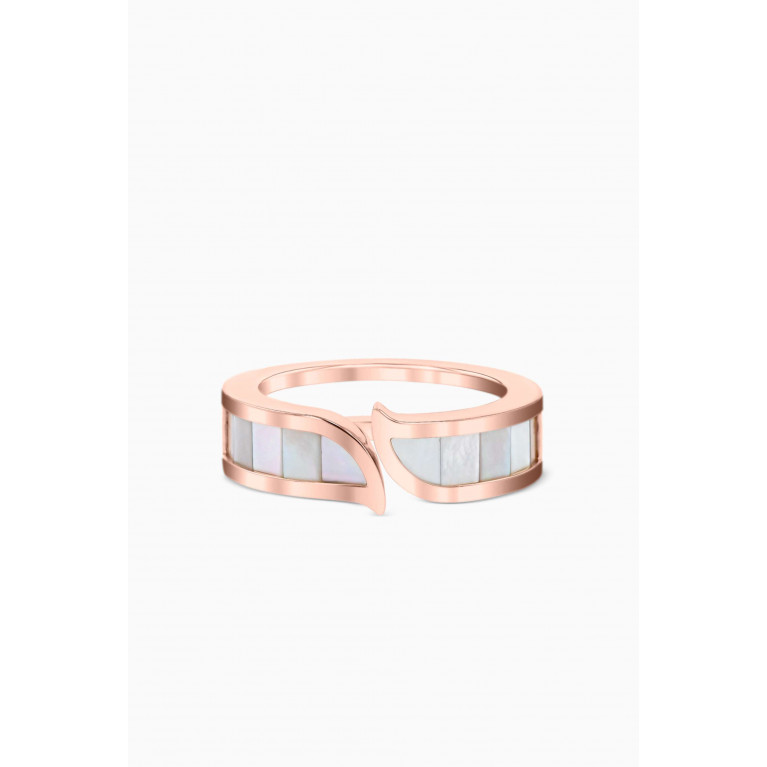 Damas - Alif Mosaic Mother of Pearl Ring in 18kt Rose Gold