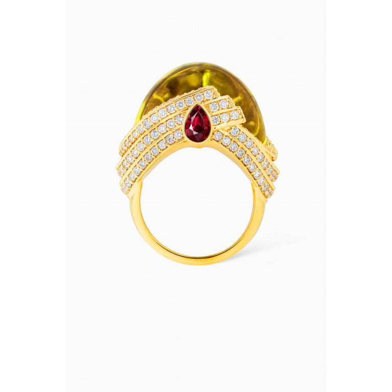 Damas - Turban Lemon Quart & Diamond Ring in 18kt Yellow Gold