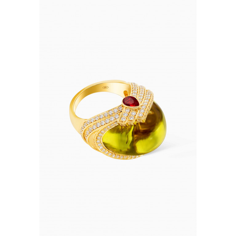 Damas - Turban Lemon Quart & Diamond Ring in 18kt Yellow Gold