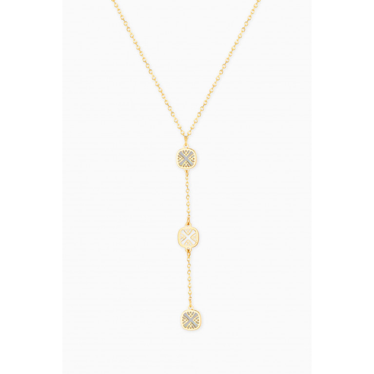 Damas - Amelia Granda Mother of Pearl Three Square Motifs Necklace in 18kt Yellow Gold