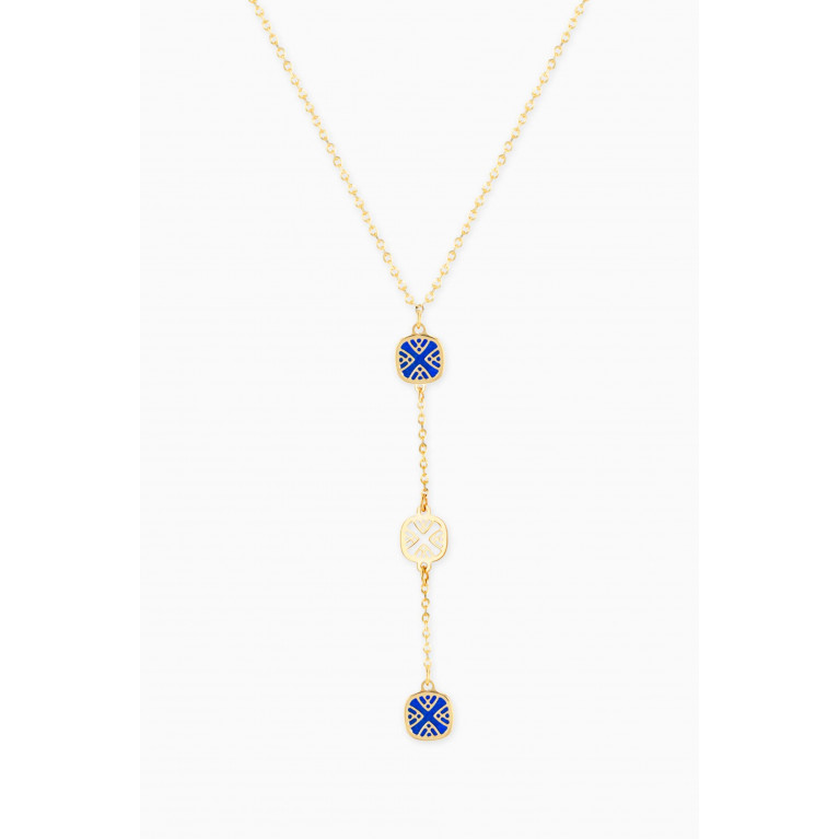 Damas - Amelia Granda Mother of Pearl Three Square Motifs Necklace in 18kt Yellow Gold